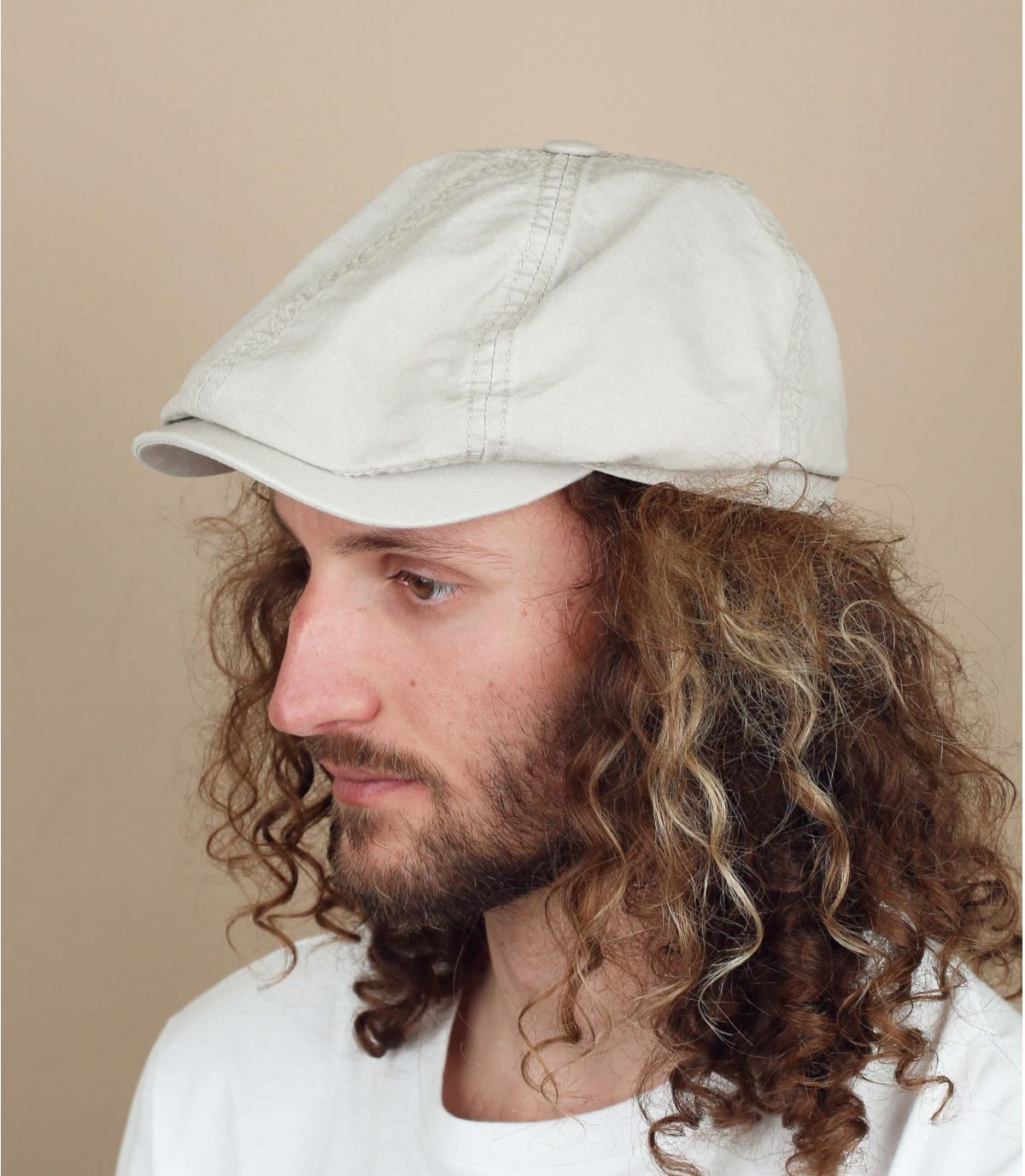 beige organic cotton newsboy cap Brooklyn cap waxed cotton organic beige